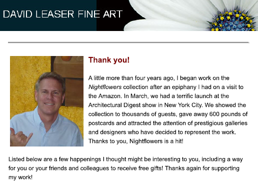 DAVID LEASER FINE ART NEWSLETTER – MAY 2011